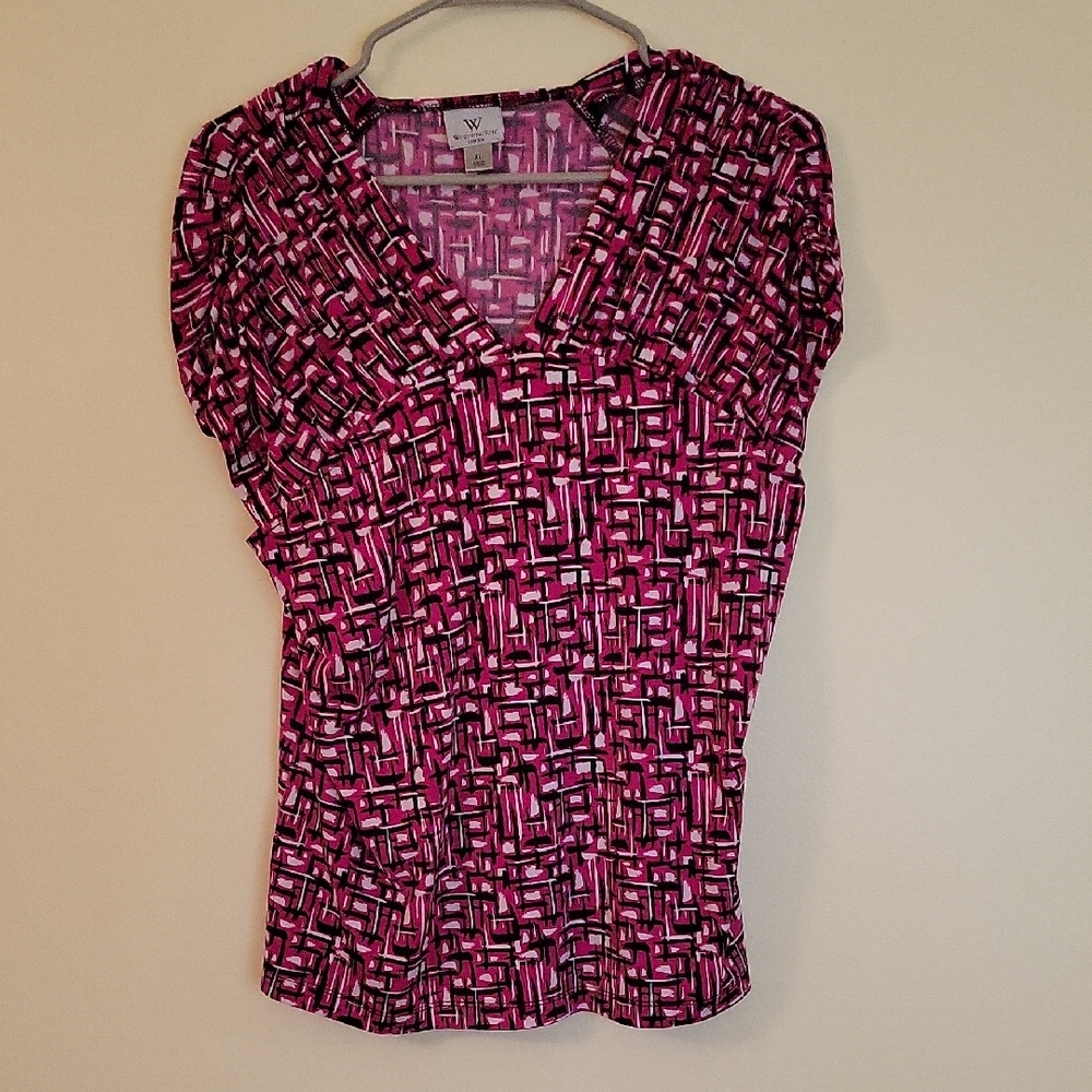 Worthington Pink and Black Patterned Blouse